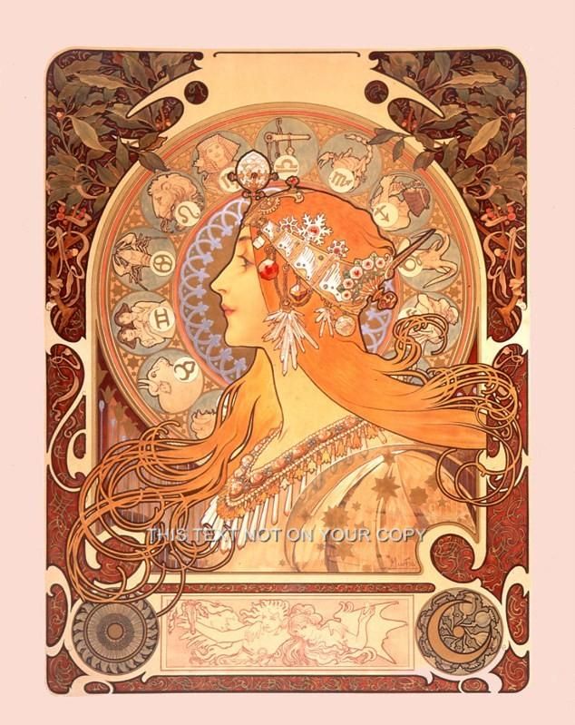 Alphonse Alfons Mucha Art Nouveau Deco Zodiac Picture Star Sign 