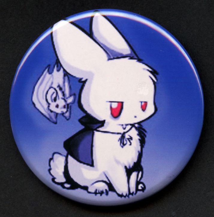 LARGE BUTTON VAMPIRE BUNNY Anime Style Art Halloween  