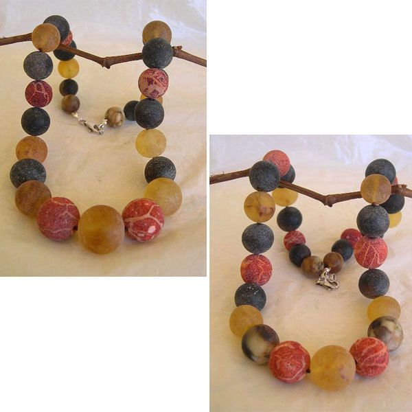 BALTIC HONEY AMBER & CORAL HANDMADE BEAD NECKLACE CHOKER BEADED Select 