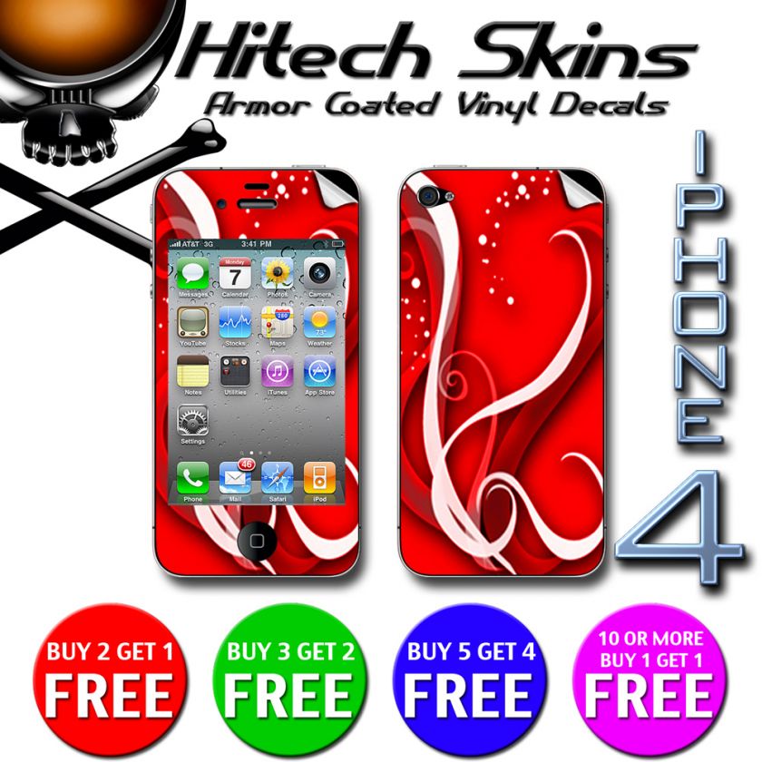 Iphone 4 Skin   RED VECTOR RIBBON  