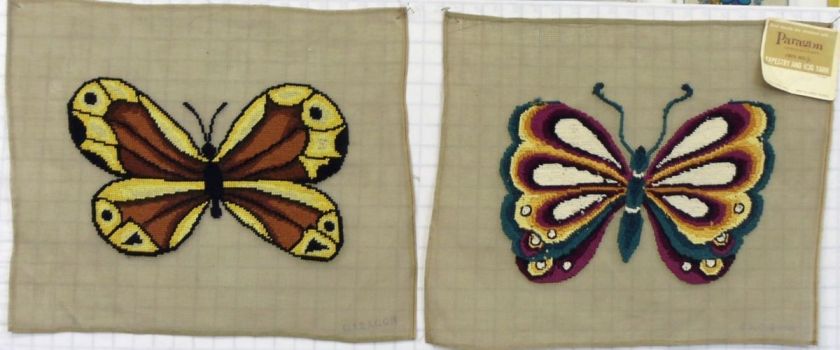   PRE WORKED NEEDLEPOINT CANVAS TAPESTRIES   BUTTERFLIES (#0086)  