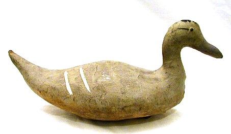 Antique Canvas over Cork Glass Eyes DUCK DECOY Painted 1920s Vintage 