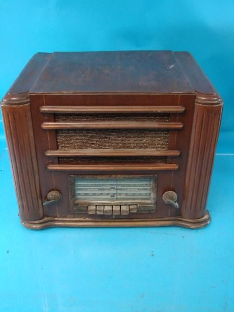 Vtg Silvertone Tube Farm Battery Set Radio Art Deco Model 6359 Push 