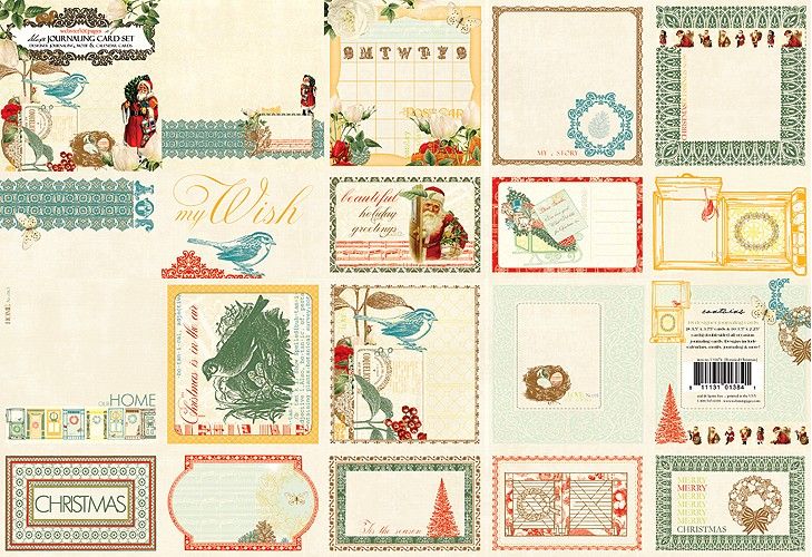   Pages~BOTANICAL CHRISTMAS~Journaling Cards Motif 18pc NEW 2011  