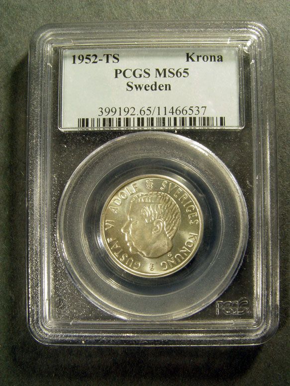 1952 TS SWEDEN KRONA PCGS MS65  