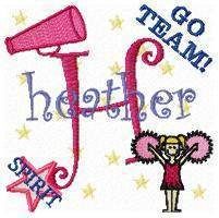 Cheerleader Font Monogram Machine Embroidery Designs  