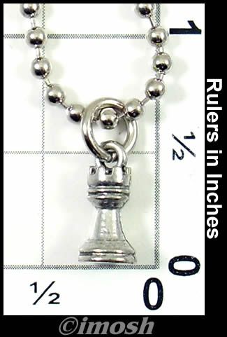 Necklace 3d chess piece CHARM small ROOK pendant TINY  
