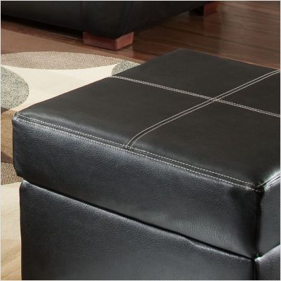 American Furniture Thomas Bonded Leather Ottoman in Black 1255  