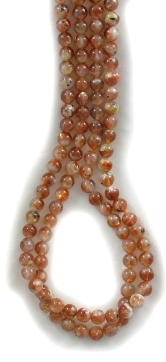 BRILLIANT ORANGE SUNSTONE 7.7m ROUND BEADS~  