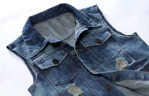 FREE SHIP Mens Denim Biker Vest Designed for Cowboy Sizes L XL S0265 