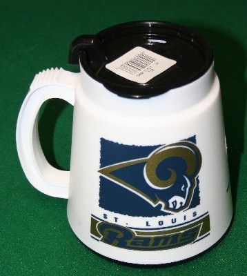 ST LOUIS RAMS INSULATED SHUTTLE COFFE MUG   16 OZ  