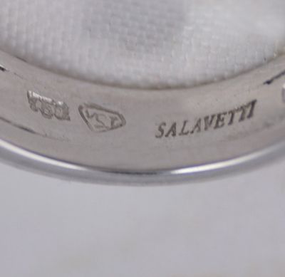 Designer Italy Salavetti Diamond 18k White Gold Ring  