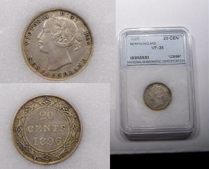 1896 Newfoundland 20 Cents VF/XF Q 8  