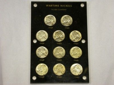 1942 1945 BU WAR NICKEL SET ID#N299  