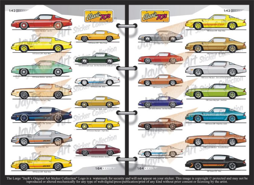 1978 79 80 1981 Camaro Z28 RS art 143 164 sticker set  