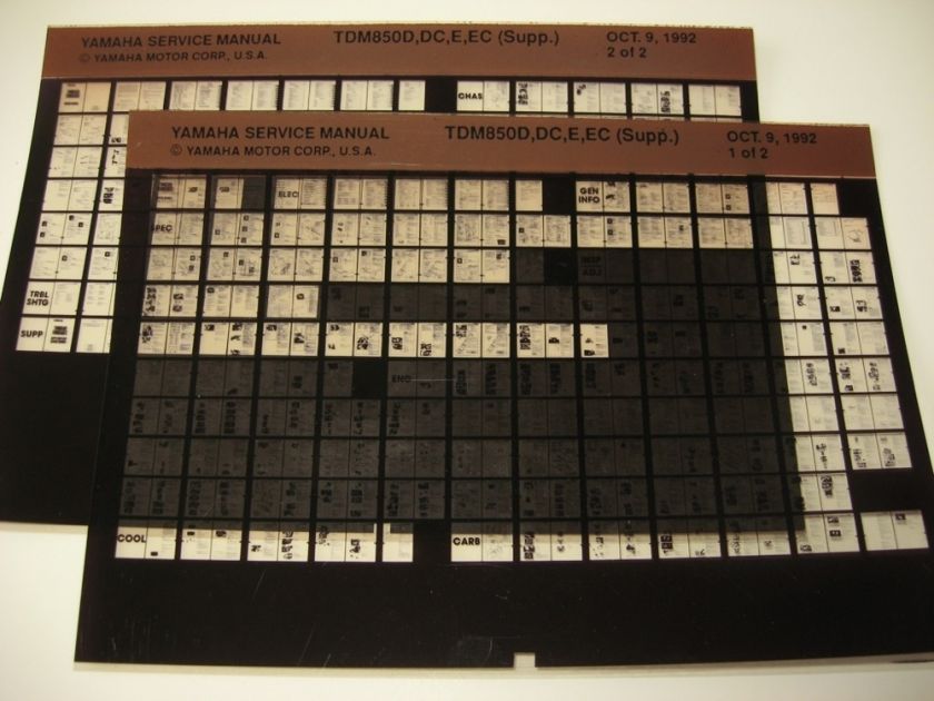 Yamaha 1992 1993 TDM850 TDM Service Manual Microfiche, exploded views 