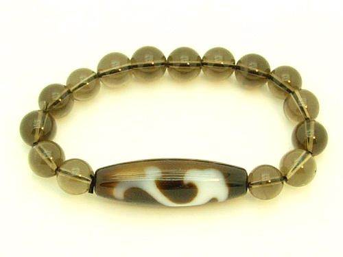 Ru Yi Dzi Bead With 10Mm Smoky Quartz Crystal Bracelet  