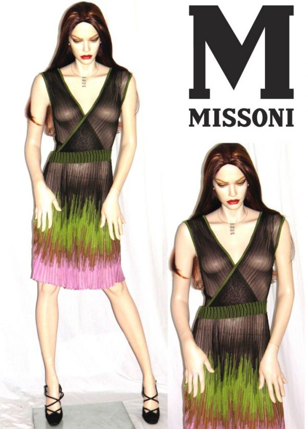 MISSONI NEW $1K Sheer Varigated Knit Dress NWT Sz 10 46  