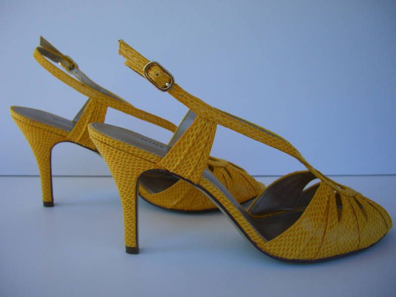 NINE WEST TOKEEPX3 Yellow Shoes Heels Strappy Women  