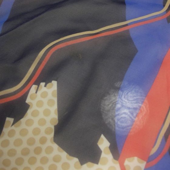 CHANEL Silk CC Coco Scarf Red Blue  