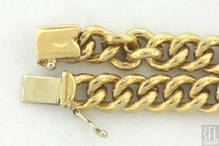   HEAVY 18K GOLD LOVELY .85CT VS DIAMOND HEART/CURB LINK BRACELET  