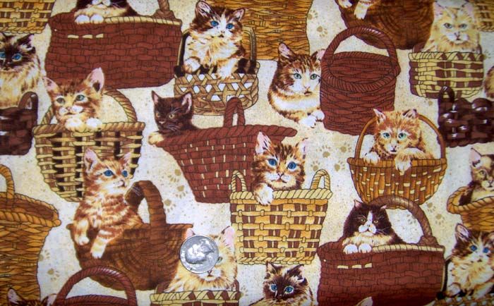 Cute Cat Kitten in Basket Fabric Valance Curtain  