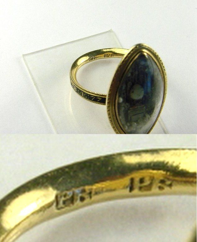 ANTIQUE GOLD HAIR URN MOURNING RING c1784 HOLBROOKE N/R  