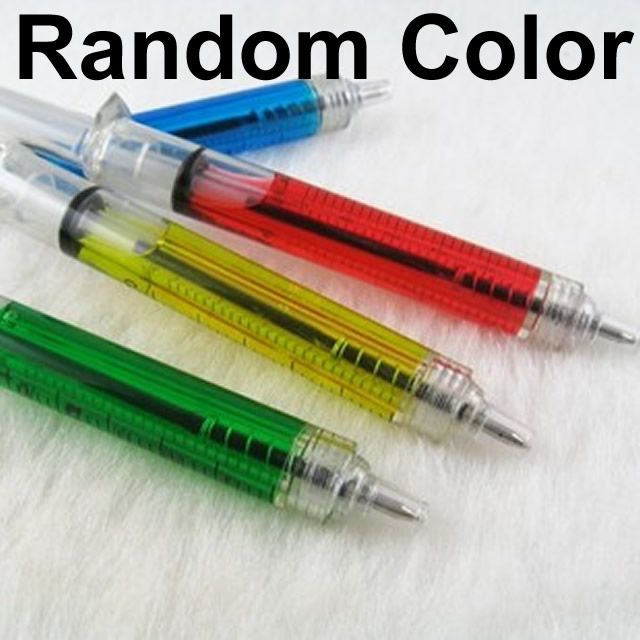 2x Needle Tube Injection Shaped BallPoint Pen Writing  