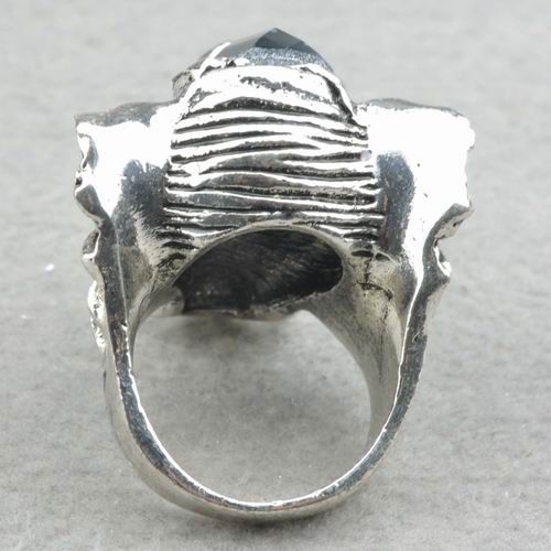 Vintage Tibet Silver Elephant Simulated Sapphire Cocktail Size 8 Ring 