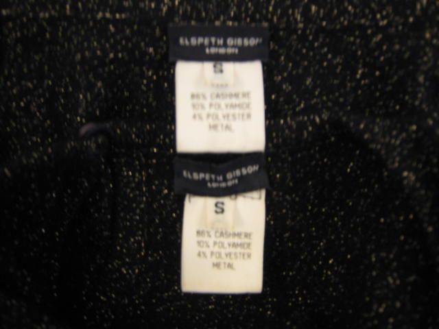 ELSPETH GIBSON BLACK SHIMMERED CASHMERE TWINSET Sz S  