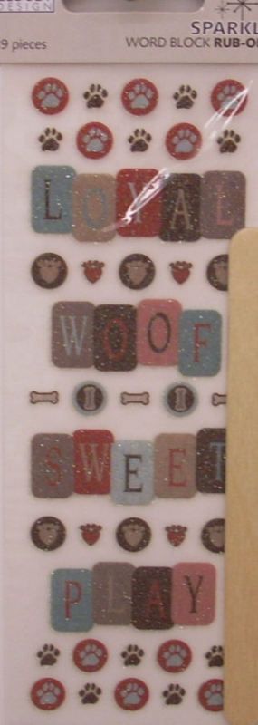 Cloud9 Dog/Puppy Sparkle Word Rub ons Scrapbook 058  