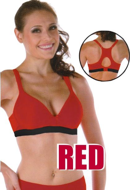 34B Red Angelina Top Sports Bra Padded Racerback NWT  