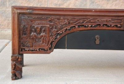 Antique Wood Carvings Inlayed Into Shelf Table Wallhanging Or 