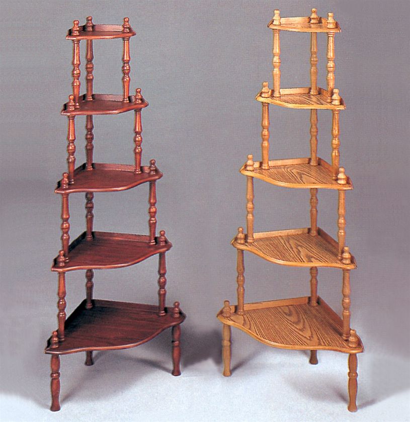 Cherry / Oak 5 Tier Corner Display Stand Shelf Rack 52  