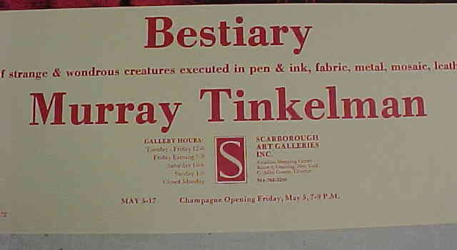 MURRAY TINKELMAN BESTIARY SCARBOROUGH GALLERIES POSTER  