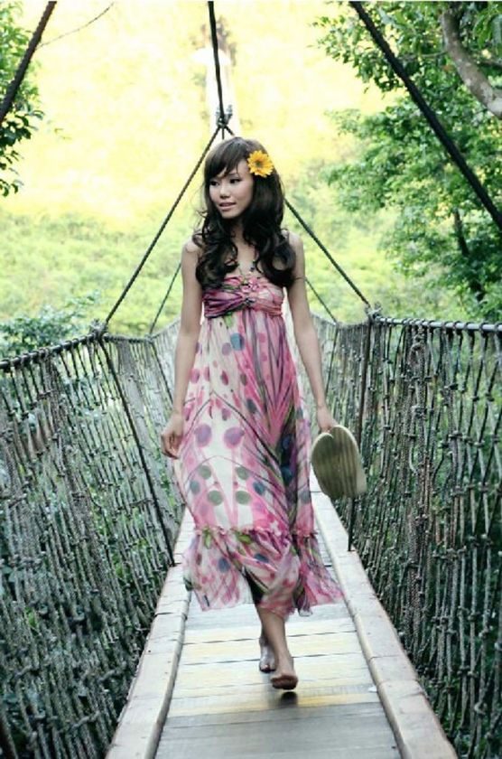 New Korea Style Womes Lady Bohemian Maxi Chiffon Long Dress BOHO 