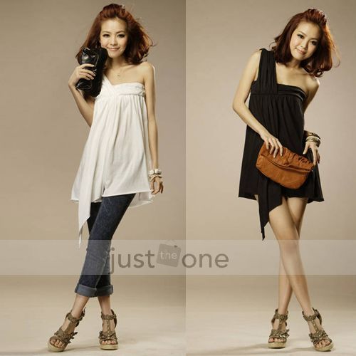 Women Lady Sexy One Shoulder Flouncing Cocktail Party Slim Dress Tops 