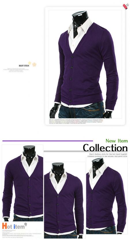 Mens Slim Casual Sweater Vneck Cardigan Collection  