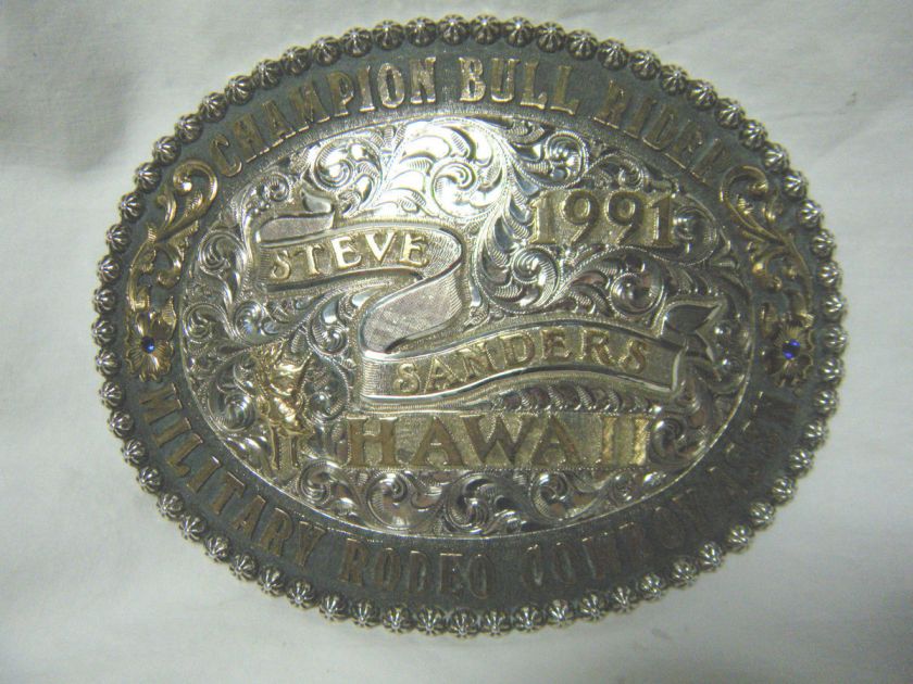   Sterling Silver 92.5 Western Belt Buckle   Champion Bull Rider  