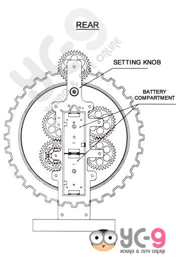   clock red font this gear wall clock has several small gears running