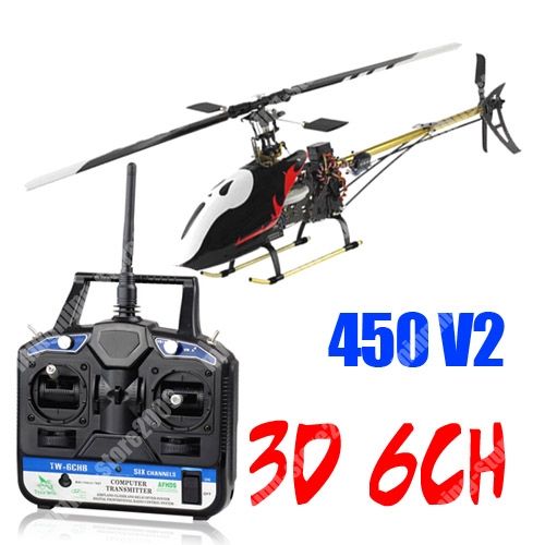 6CH 450 V2 Remote Control RC Helicopter RTF For Trex 3D  