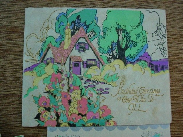 Vintage Antique 1910s   1920s Get Well GREETING CARDS Novelty 