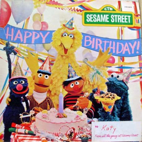 SESAME STREET happy birthday LP CTW 22078 W/ POSTER  