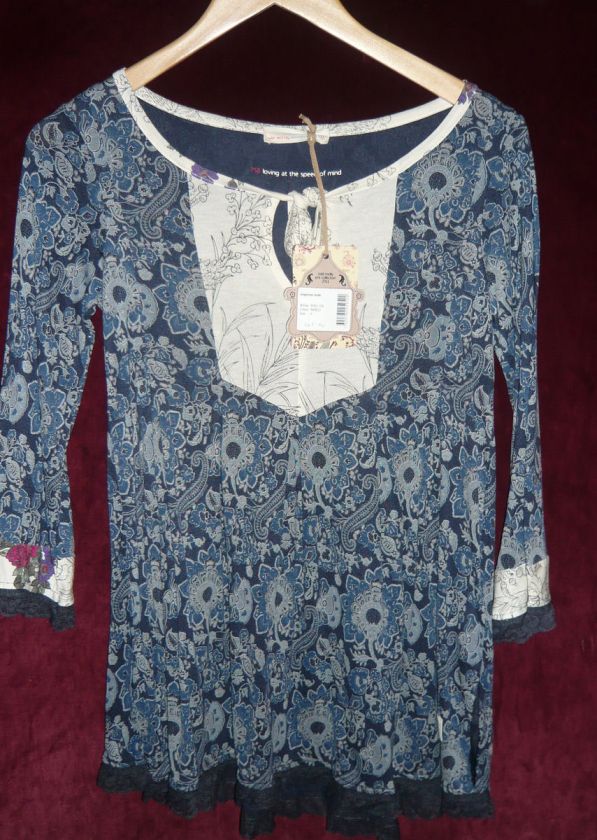 ODD MOLLY 758 INDIGO IMPRIME TUNIC TOP  