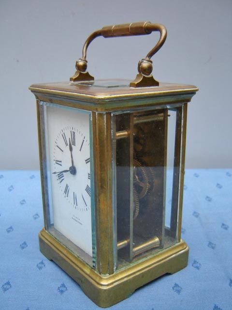 Great antique bronze travel clock # as/768  