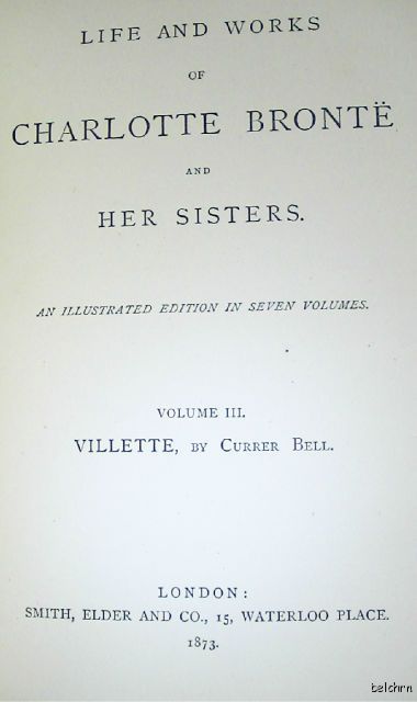 Villette ~ Charlotte Bronte ~ 1873 ~ Leather ~ Illustr  