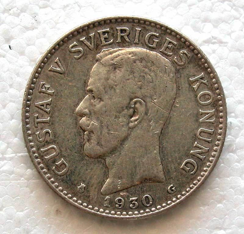 SWEDEN   SILVER 2 KRONOR 1930  KM # 787  