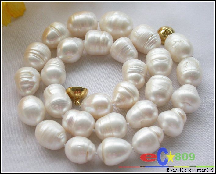 17 16mm white rice freshwater cultured pearl necklace  