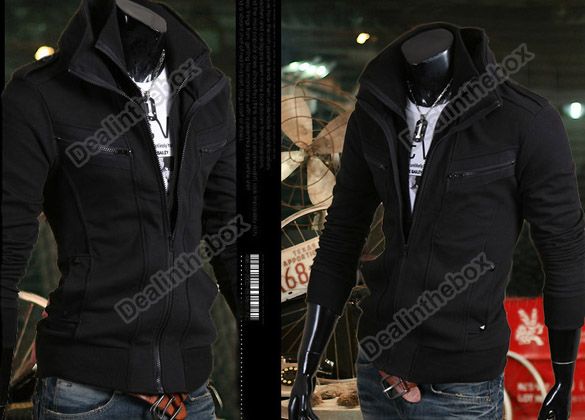 Mens Stylish Slim Hoodies Fit Double Zip Jackets Coats EZ976 3 Colors 