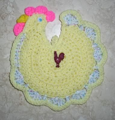 CHICKEN POTHOLDER Crochet NEW Rooster, Choice of Colors  